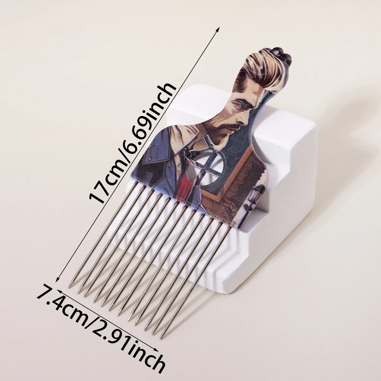Patterned Steel Needle Inserted Comb for Hair Styling