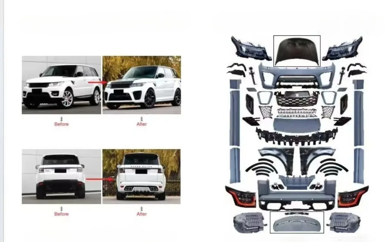 New Full Set  Headstock Body Kit Modification Plan with Plastic Material and Glue Tape or Screws Installation