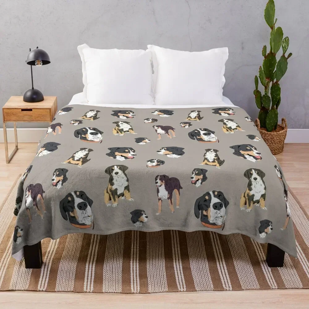 

Greater Swiss Mountain Dog Sketchy Modern Pattern Design Throw Blanket Elegant Warm Throw Blanket for Hotel Home