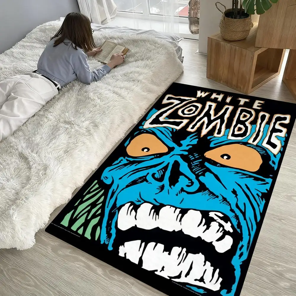 

cool Rock Band-W-WHITE Zombies Floor Mat Soft Thickened Non-Slip Door Mat for Living Room Home Decor Flannel Rugs