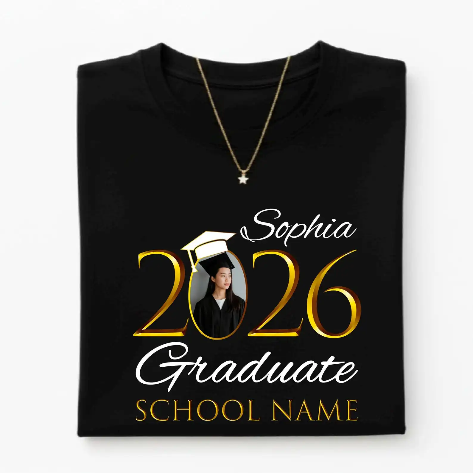 Custom Graduation Squad Shirt Class of 2026 Personalized Graduate Photo Tee With Name Tops Fashion 100% Cotton Daily Leisure Tee