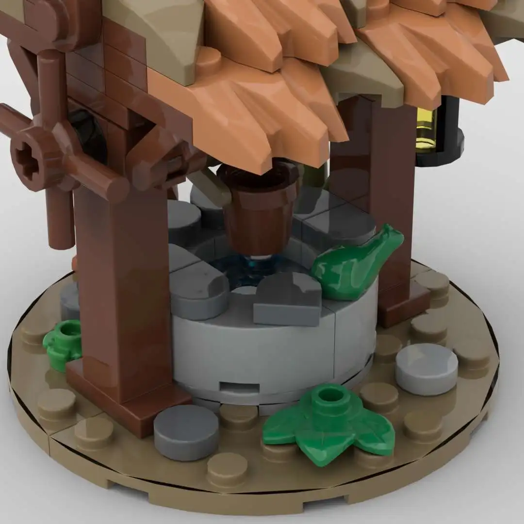 85PCS MOC Building Blocks Medieval Water Well with Kitten DIY Toy Festival Gift