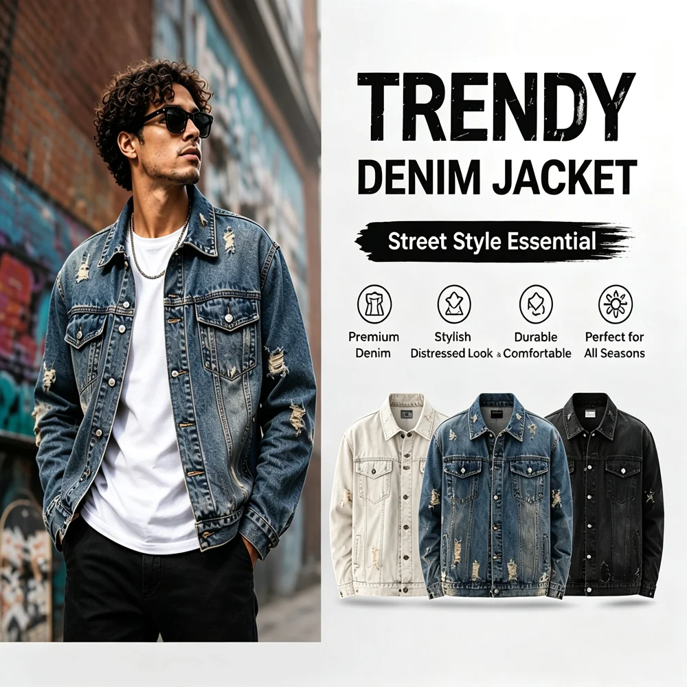 Spring Autumn Men's Trucker Denim Jackets Vintage Man Retro Ripped Streetwear Jeans Jackets Classic Men Windbreaker Cow Boy Coat