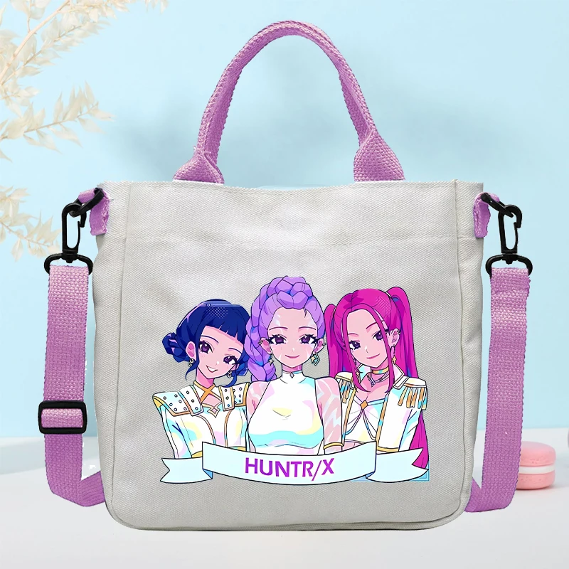 K-pop Demon Hunters bolso de lona para niños y niñas, bolsos cruzados de moda de Anime, bolso de mano Probable para estudiantes, bolso de mano Simple