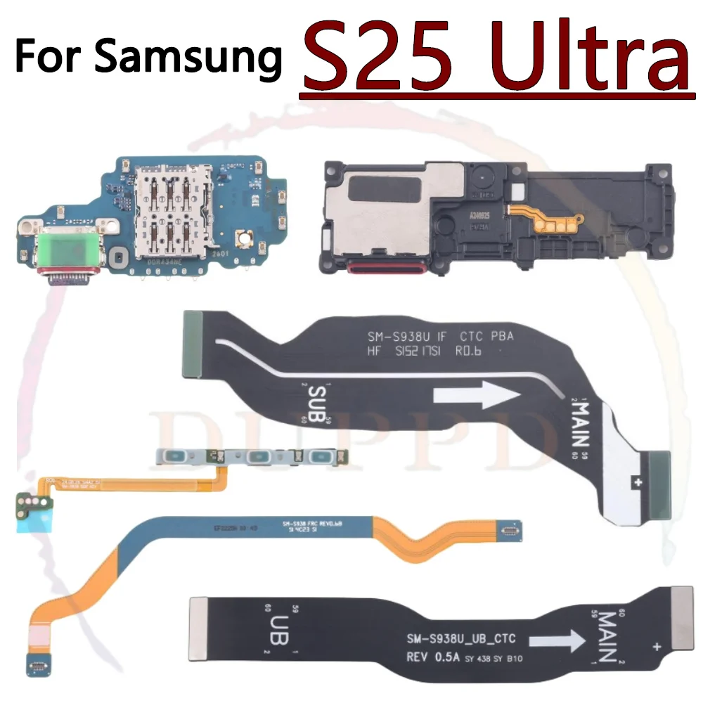 Lade Port Bord Für Samsung S25 Ultra S938B/U/N Lautsprecher Hörer Lautsprecher Power Volumen Signal LCD Motherboard flex Kabel