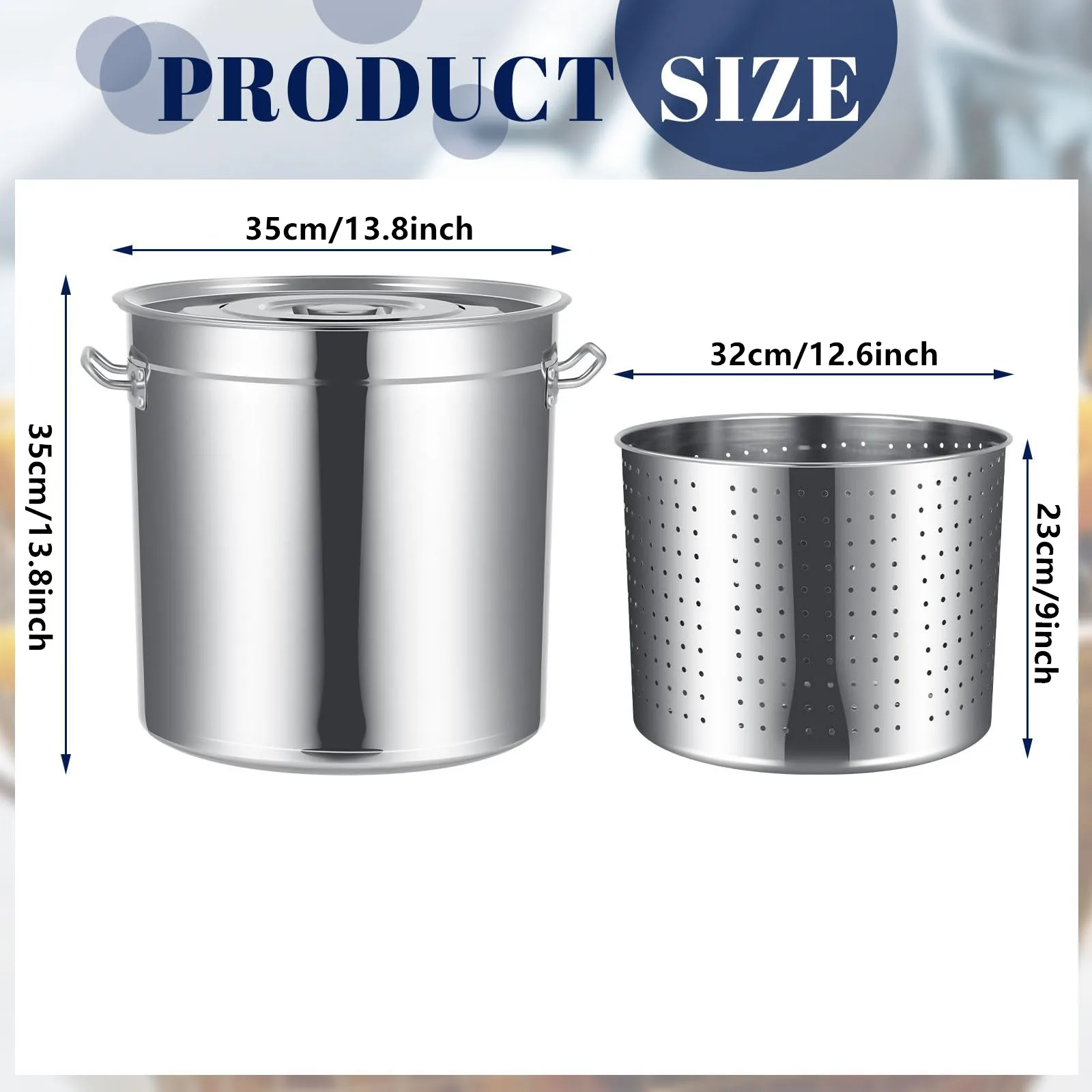 35cm Stainless Steel Stock Pot with Strainer Basket for Seafood Boil Pot Deep Fryer Pot for Family Gatherings Lobster Boil Pot