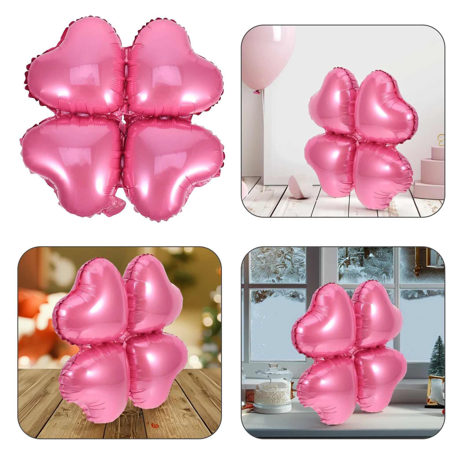 

50pcs Four Leaf Clover Foil Heart Shaped Birthday Party Decorations Aluminum Balloons Valentine Decor Heart Balloons Scene