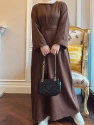 Vestido Largo de Ramadán para mujer, caftán musulmán a rayas, Abaya Eid Mubarak, Túnica de oración, Dubai, Turquía, Islam