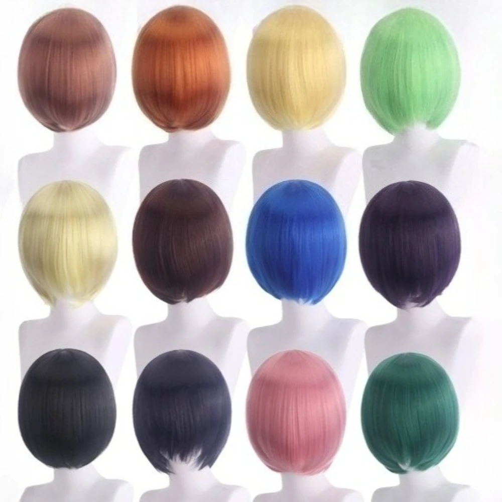 

Trendy BOB Cosplay Wig with Bangs - Synthetic Heat Resistant Costume Wig for Anime Halloween Party Cosplay (Black/Blonde/Pink)