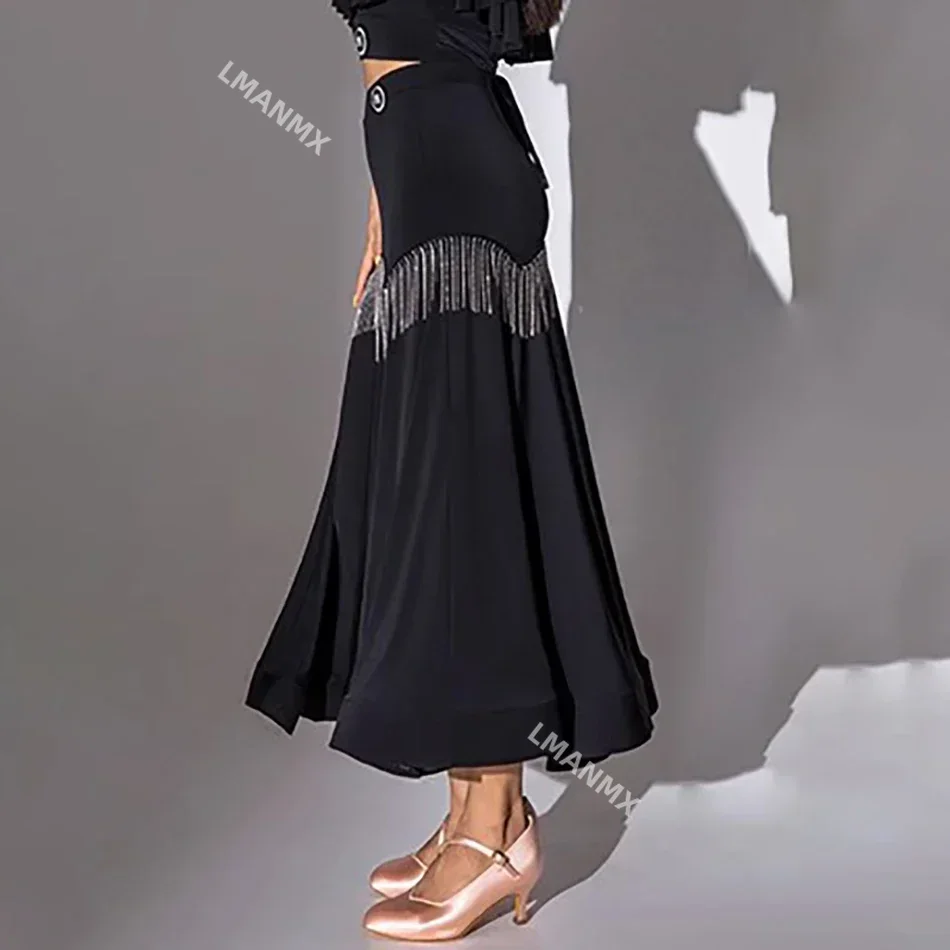 Lotus Long Skirt Female Latin Dance Dress Women Ballroom Dance Samba Rumba Stage Performance Dancewear