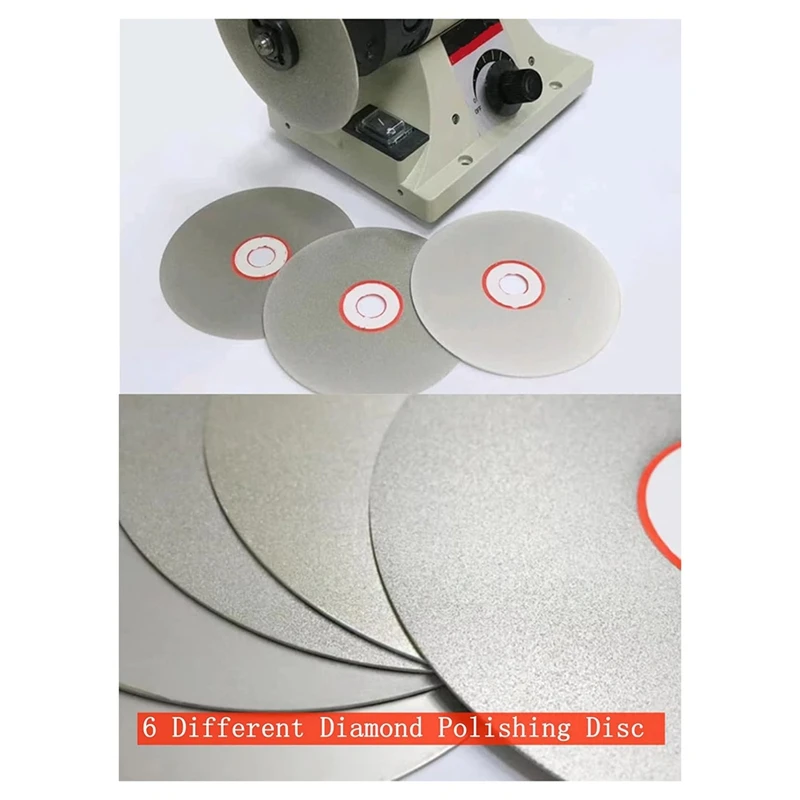 PORK-Diamond Polishing Disc Set 6 PCS, 6Inch Diamond Flat Lap 80/400/600/800/1500/3000 Grit Wheel Lapping Grinding Disc Tool