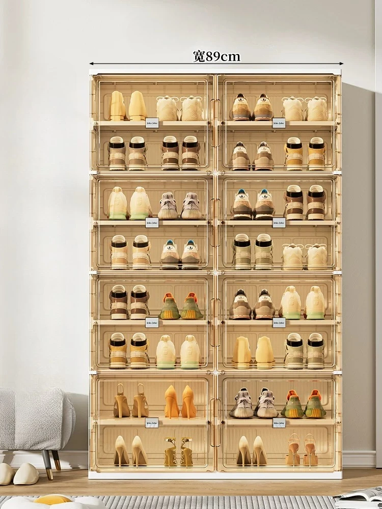 Shoe cabinet storage cabinet integrated against the wall free installation shoe rack multi-layer household door indoor simple