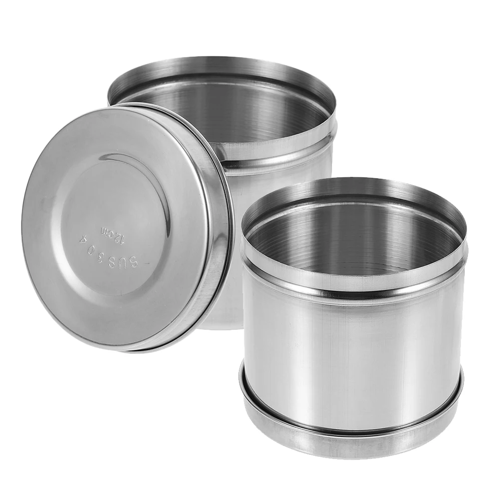 

2 pcs Ointment Stainless Steel Gauze Container Stainless Steel Gauze Container 8Cm Small Jars Lids Medical Supplies Storage