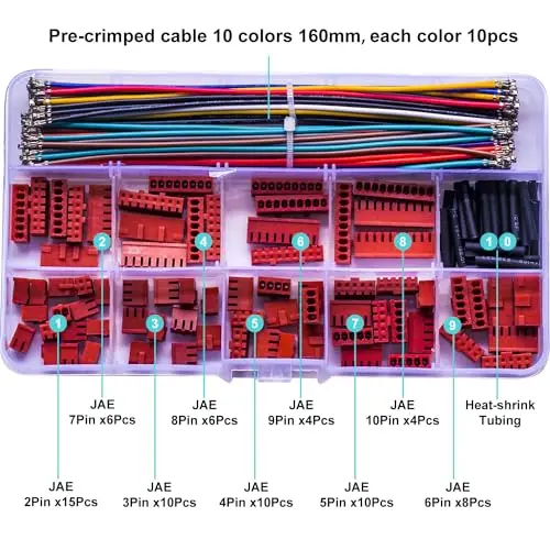 JAE 2.5mm Female Connectors  JST-JAE 2.54mm Connector Kit,JAE-2.54 2/3/4/5/6/7/8/9/10Pin Housing (YO-JAE2.5)