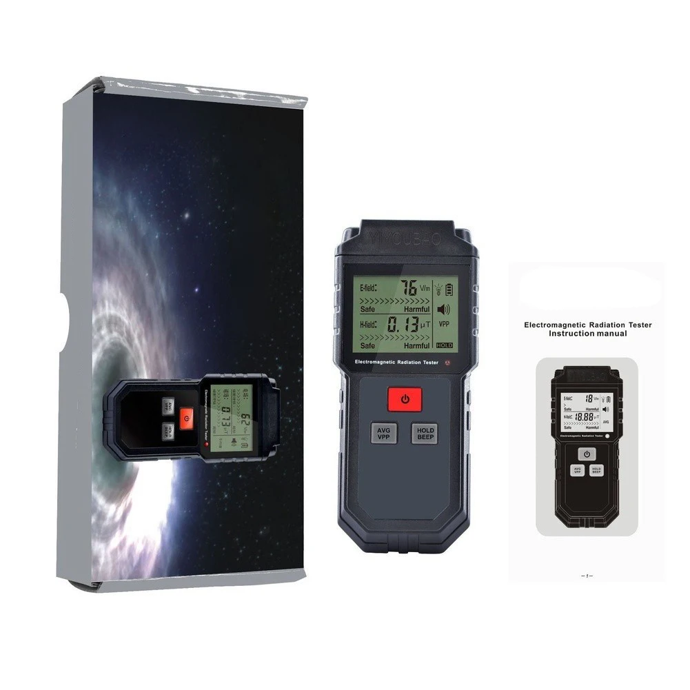 For Household Appliance Testing EMF Meter Electric Field Monitor Wide Frequency Range Audible Visual Alarm LCD Graphic Display