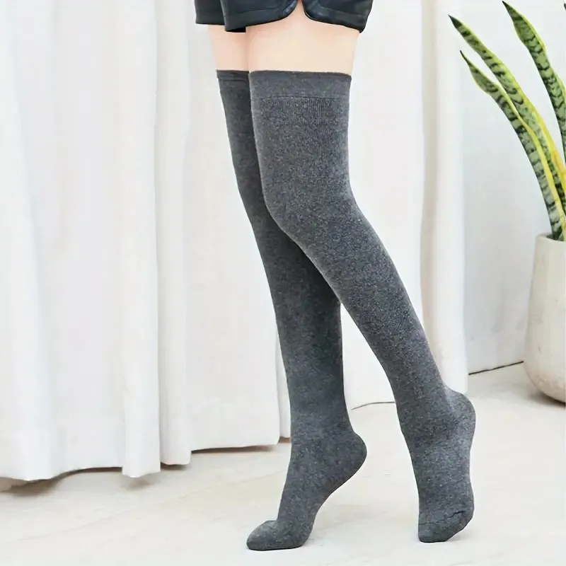 1/3 Paar Damen-Kniestrümpfe, einfarbig, langes Bein, geeignet als Geschenk, Freundinnen, geeignet für alle Jahreszeiten, universelle Stiefelsocken – Detail 5