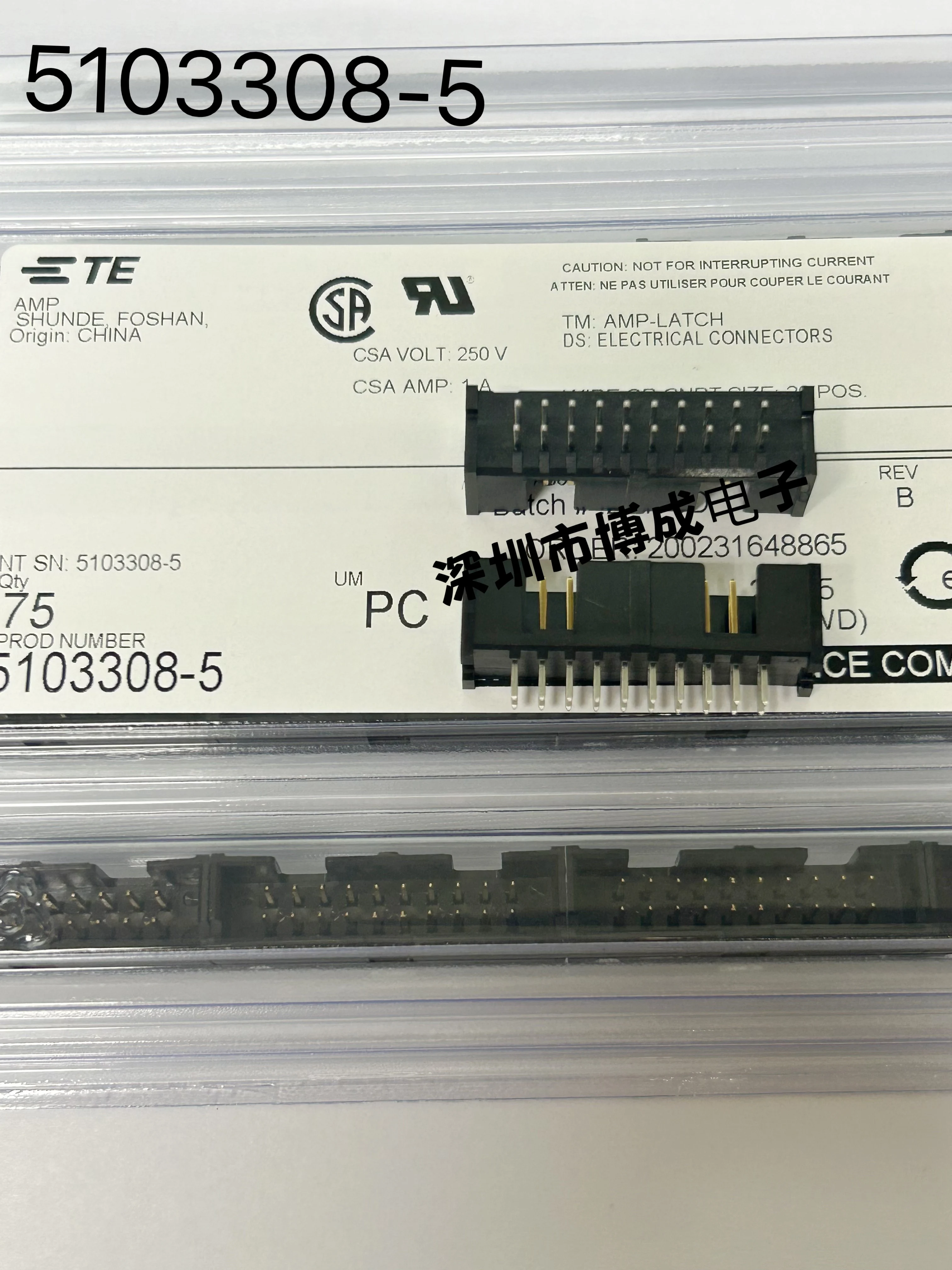 1PCS  5103308-5 TE Pitch 2.54mm 20P Two rows of black cable-to-board connectors