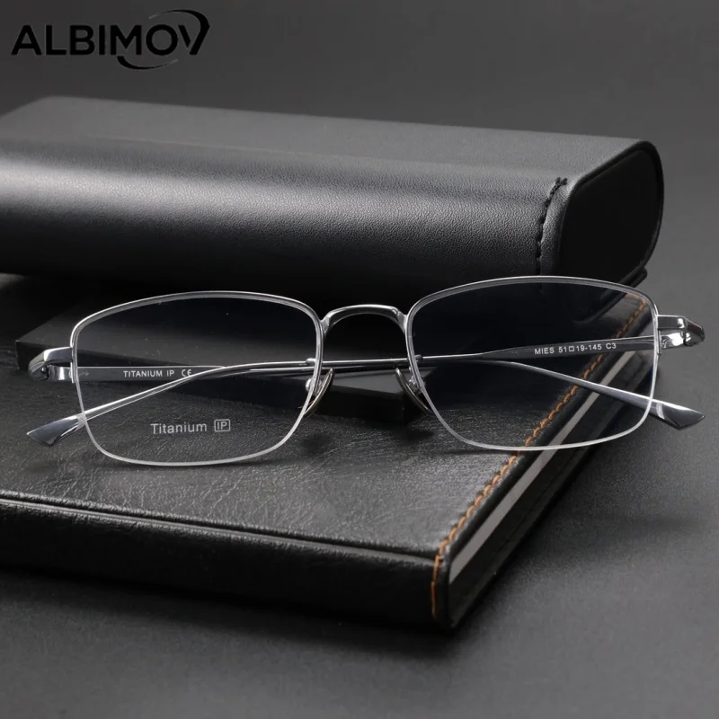 

Men Quality Semi Frameless Glasses Frame Hard Coated Lenses EMI Protective Coating Eyewear Myopia Reading Multifocal Glasses