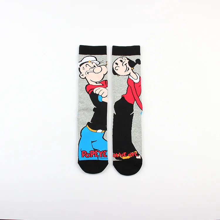 Anime Popeye the Sailor Socks Popeye Olive Oyl Bluto Cartoon Print Mid length Socks Unisex Casual Sports Socks