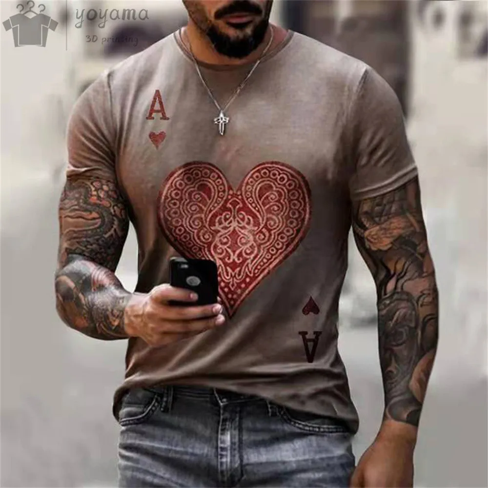 Men's Clothing Horrible Skull Spades Poker T-Shirt Casual Men 3d Print Oversized T-Shirt Comfort Breathable Short Sleeve Tee