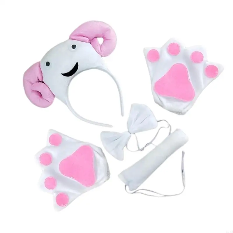 Owce na głowę opaska na głowę rękawiczki Bowtie Halloween Animal strój dla dzieci dorosłych