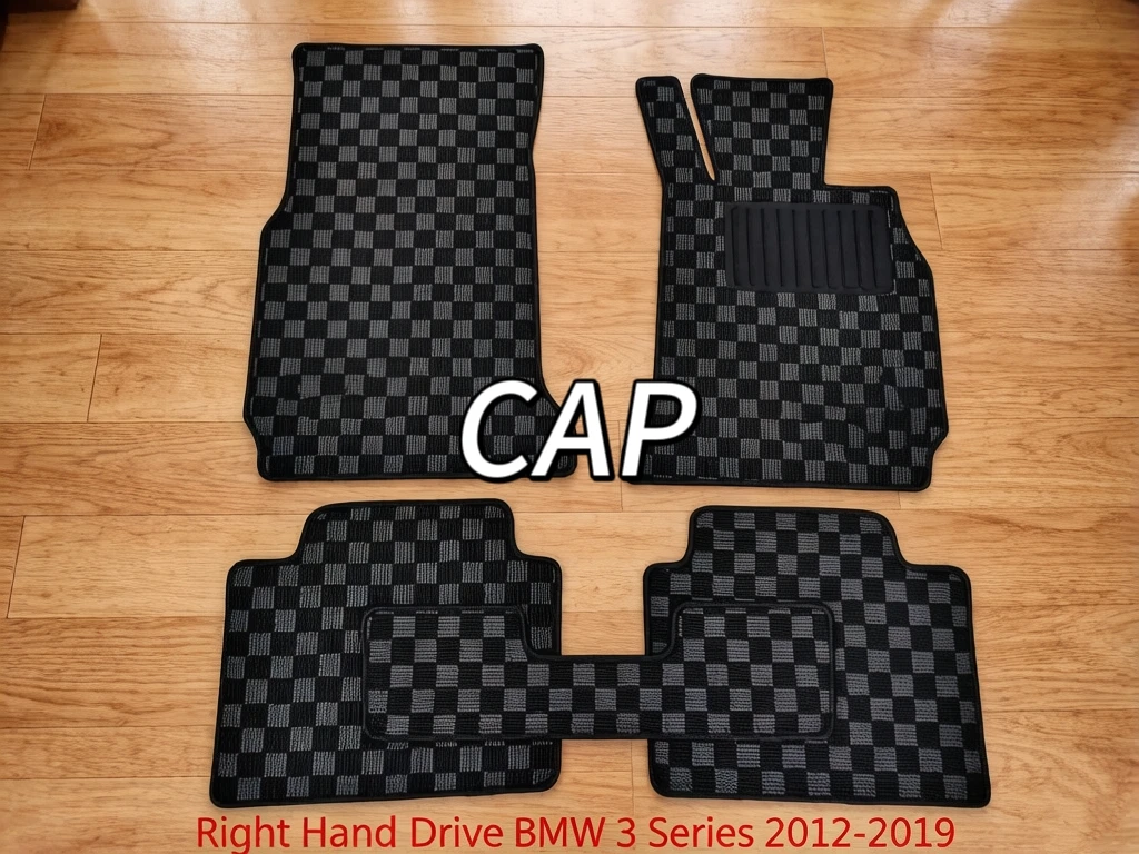 Custom Luxury Pressed Velvet Floor Mats Easy Clean All Weather Carpet Interior Accessories For Right Hand Drive BMW 3 Series 201
