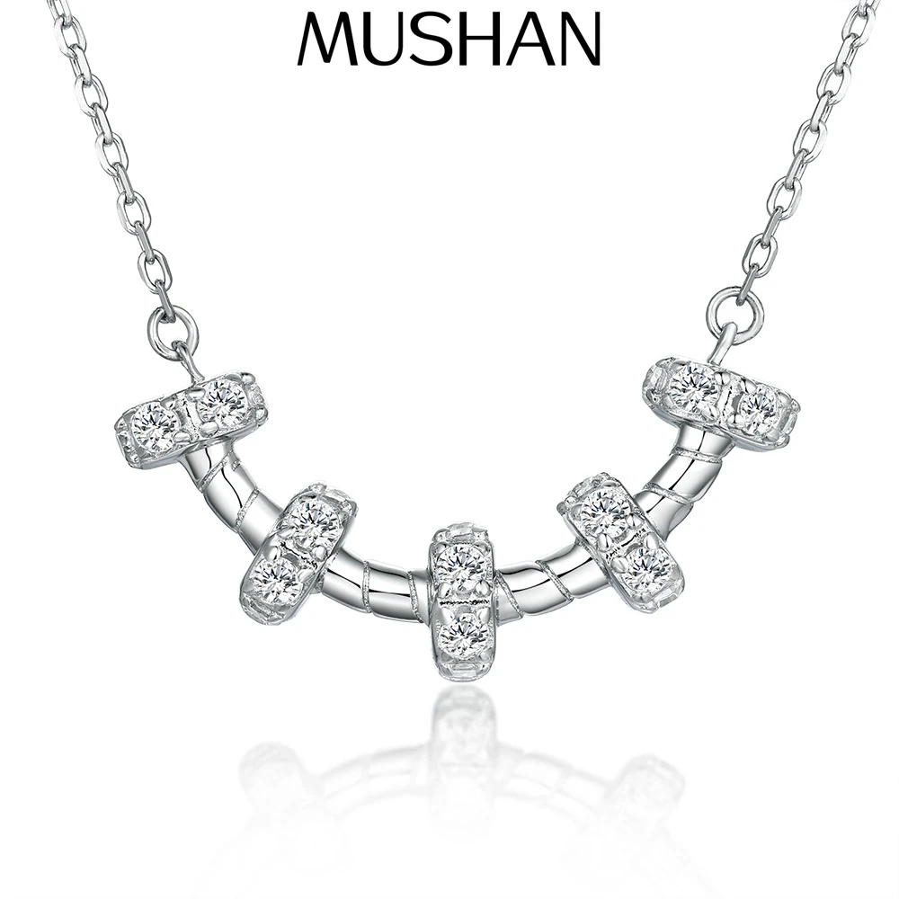 

MuShan Brand Jewelry 925 Sterling Silver Necklace Zircon 5A Initial Promise Ladies 18K Rose Gold Plated Premium Jewelry Pendant
