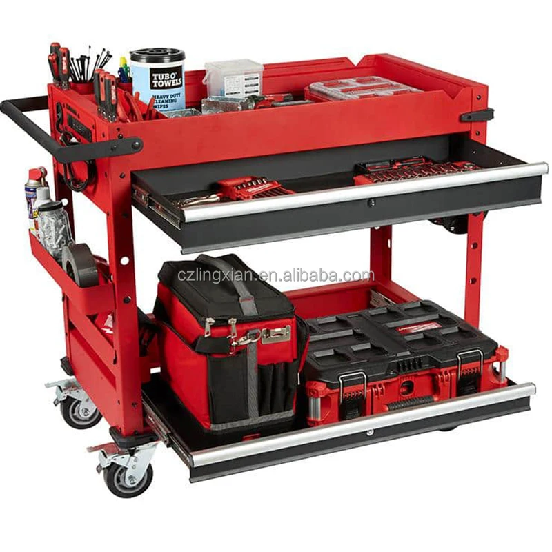 

40 In. 2-Drawer Steel Work Utility Cart Tool Carts on Wheels
