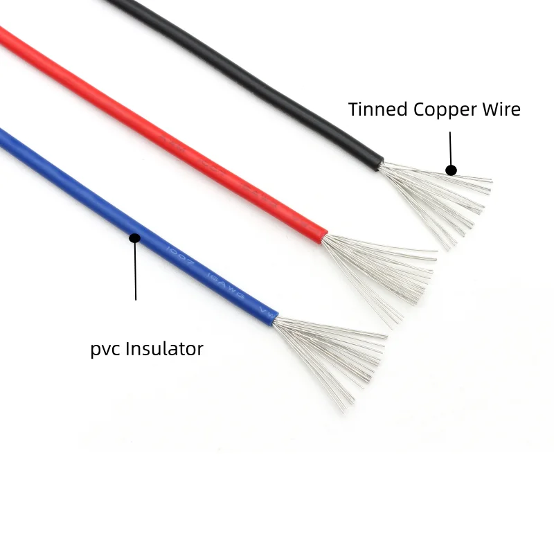 Boxed UL1007 Wire PVC Insulated Tinned Copper Cable 5 Colors Kit 30/28/26/24/22/20/18/16 AWG Stranded Electrical Line PCB Wire