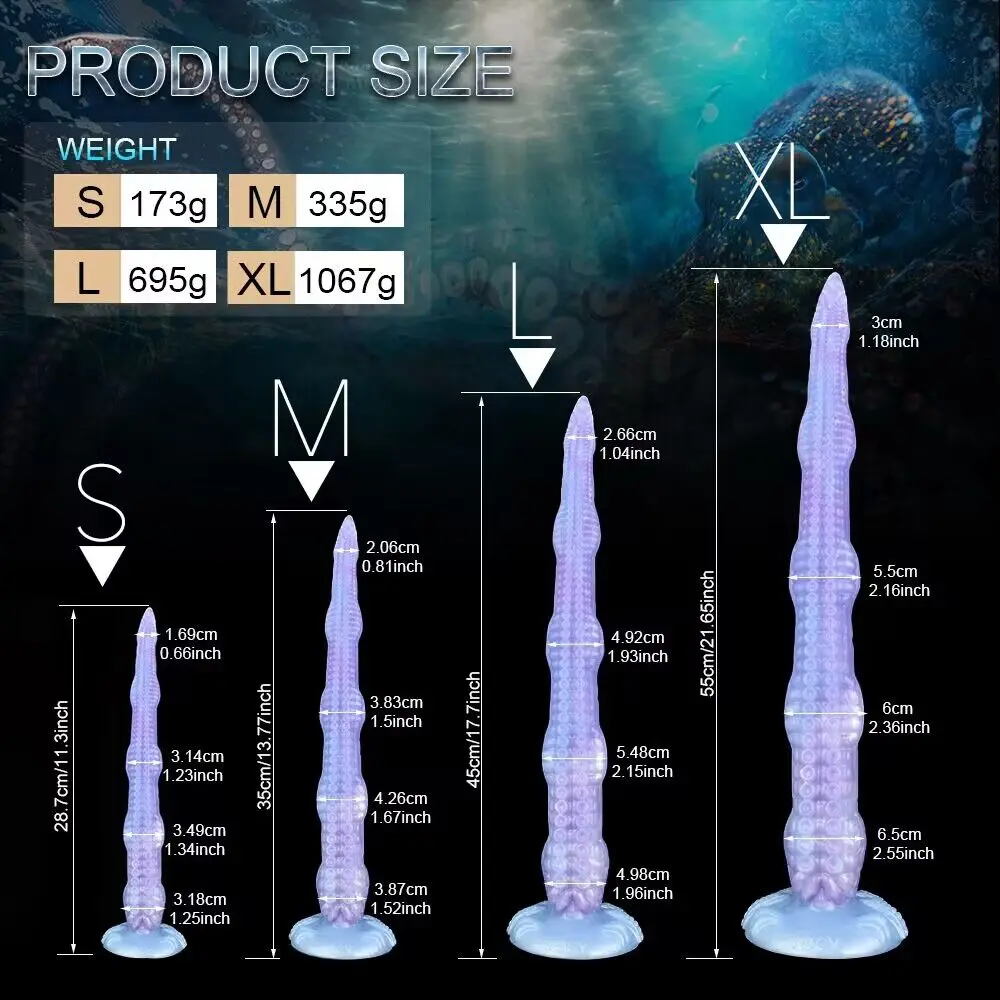 NUUN Fantasy Silicone 21.65 inch Tentacle Dildo Anal Butt Plug Lesbian Gay Long Octopus/Granule Fake Penis Masturbator Sex Toys