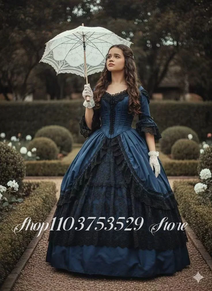 Custom Vintage Victorian Ball Gown Lace Trimmed Corset 18th Century Elizabethan Evening Gown Special Occasion Evening Dresses