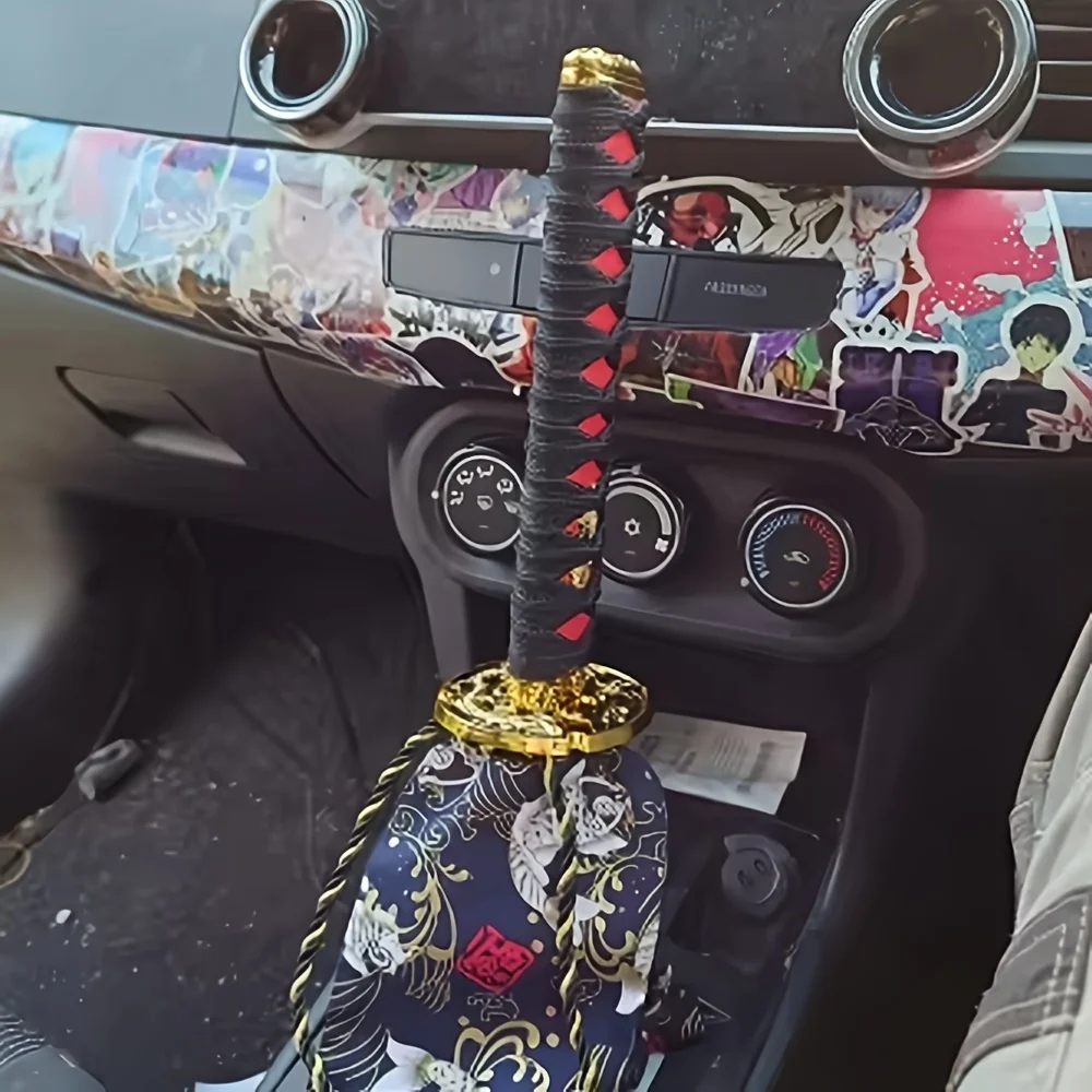 150/200/255MM JDM Knob Gear Shift Knob Shift Collars With Adapters With Katana Samurai Sword Shift Knob Shifter Car Gear Lever