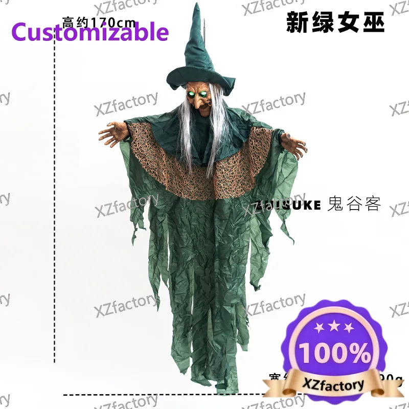 Factory Direct 2026 Top RatedHalloween cross-border voice-activated witch hanging ghost room haunted house induction sound lumin