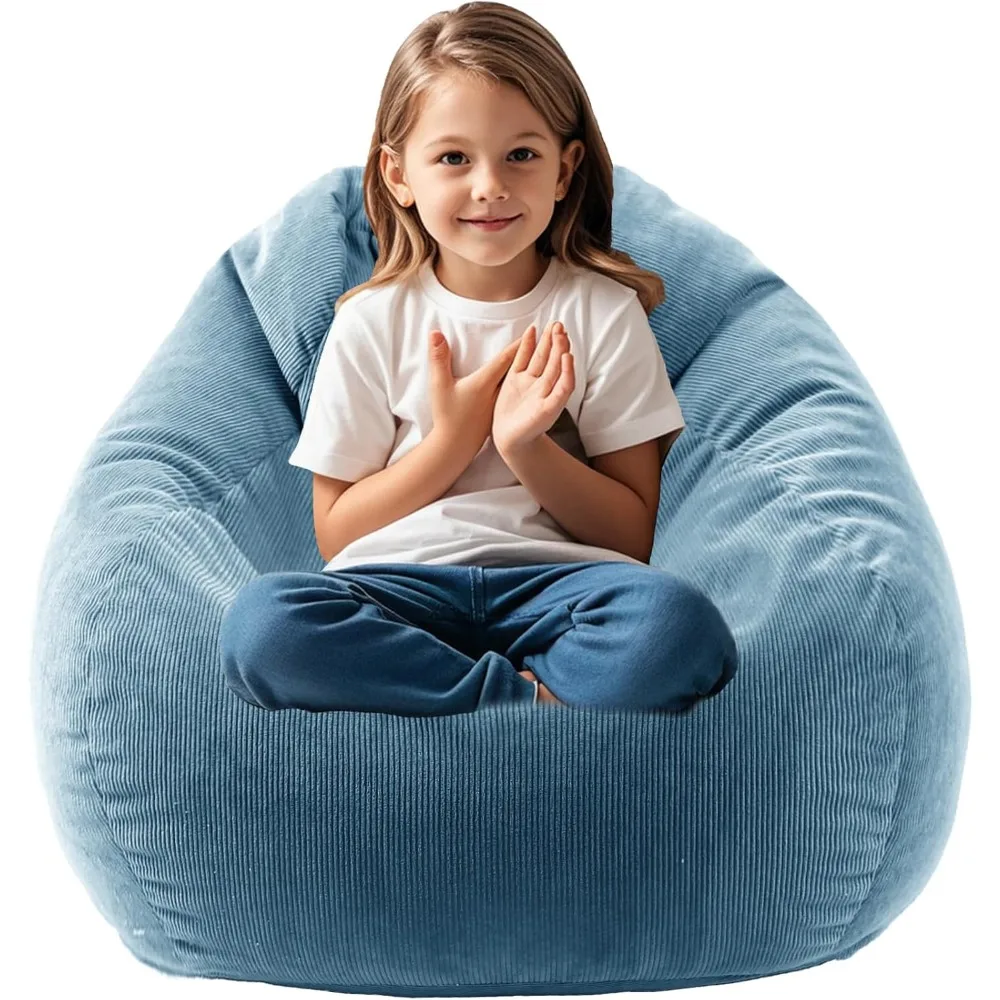 

Memory Foam Bean Bag Chairs for Teens or Kids W Filling Bean Bag Sofa with Handle Super Soft Washable Corduroy Fabric Lazy Sofa