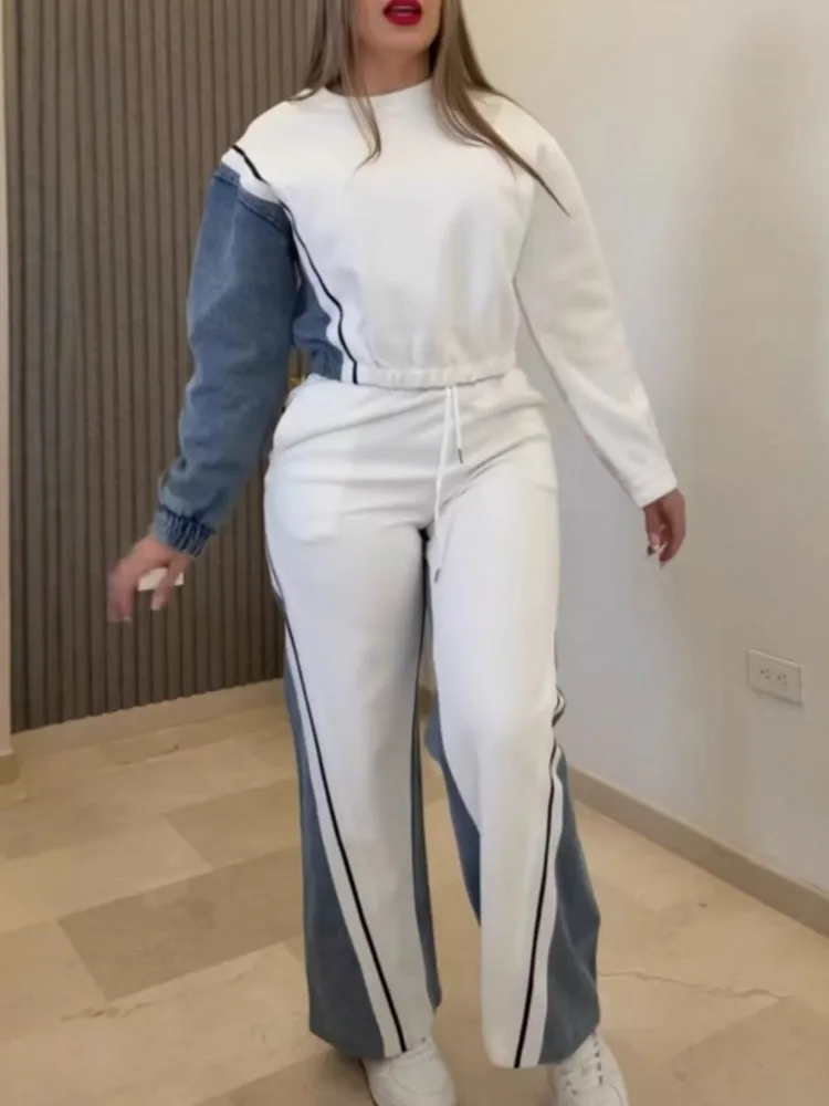 

2 Piece Women Sets 2025 New Arrival Autumn Winter Matching Sets Two Pieces Sets Top And Wide Leg Pants Suits Outfits Clothing