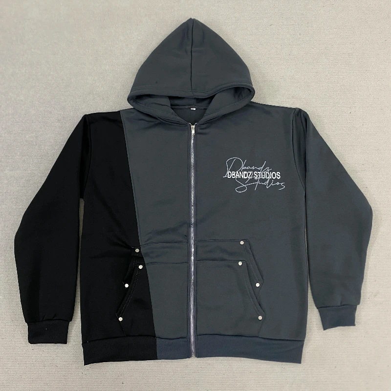 

Gothic Stitching European American Street Casual Sweatshirts Zipper Cardigan Punk Hip Hop Vintage Harajuku Long Sleeved Hoodies