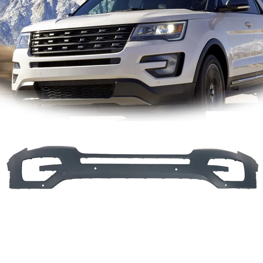 

Primered Front Bumper With 4 Park Sensor Holes For Ford Explorer SUV 2016-2017