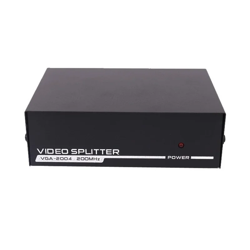 VGA Video Distributor 1:4 HD Video Computer TV Display 1 In 2 Out VGA 1 Drag 4 1080P Bandwidth of 200MHz Metal Shell