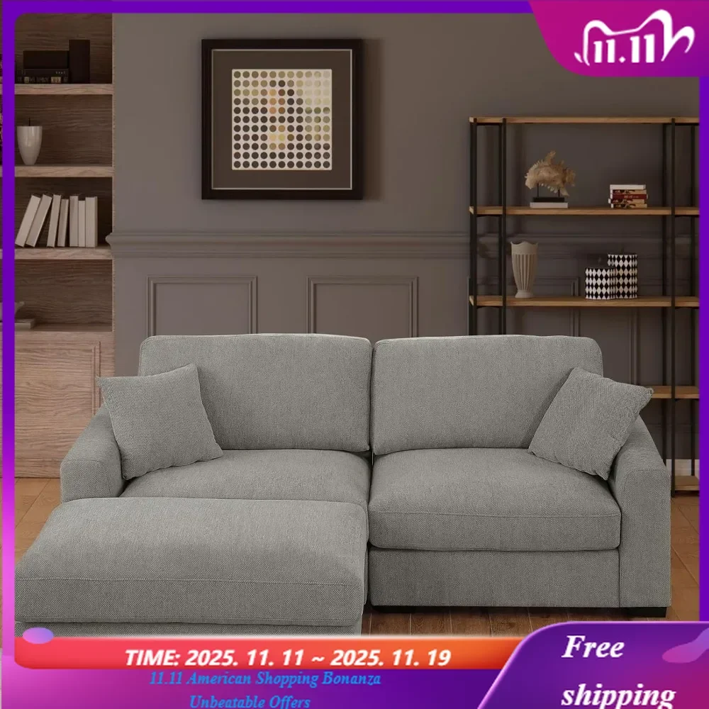 أريكة سحابة مقاس 92 بوصة أريكة بمقعدين كبير الحجم مع أريكة مقطعية من الشنيل الرمادي العثماني 2-3 مقاعد للمساحات الصغيرة المريحة #1