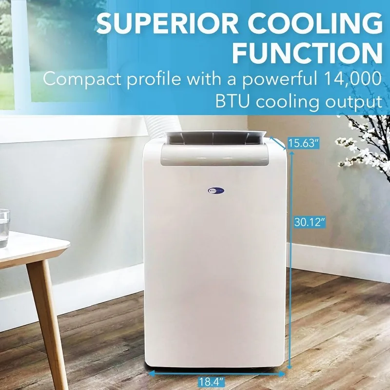 Condicionador de ar portátil Whynter ARC-148MHP 14,000 BTU e aquecedor de ar de 10.000 BTU com desumidificador e ventilador para 500 pés quadrados