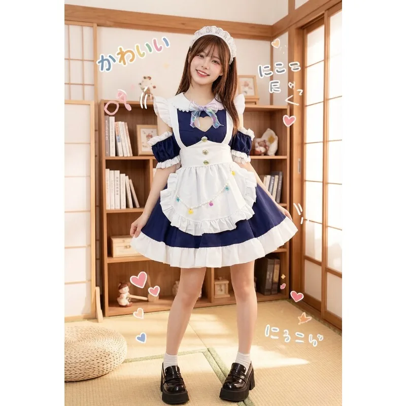

Japanese Hollow Heart Maid Lolita Dress Plus Size Cosplay Uniform Elegant Stage Performance Carnival Party Vintage Casual Outfit