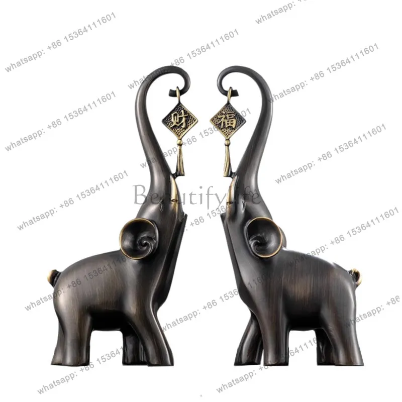 

Ornament light luxury high-end lucky brass elephant living room office entrance TV cabinet decoration