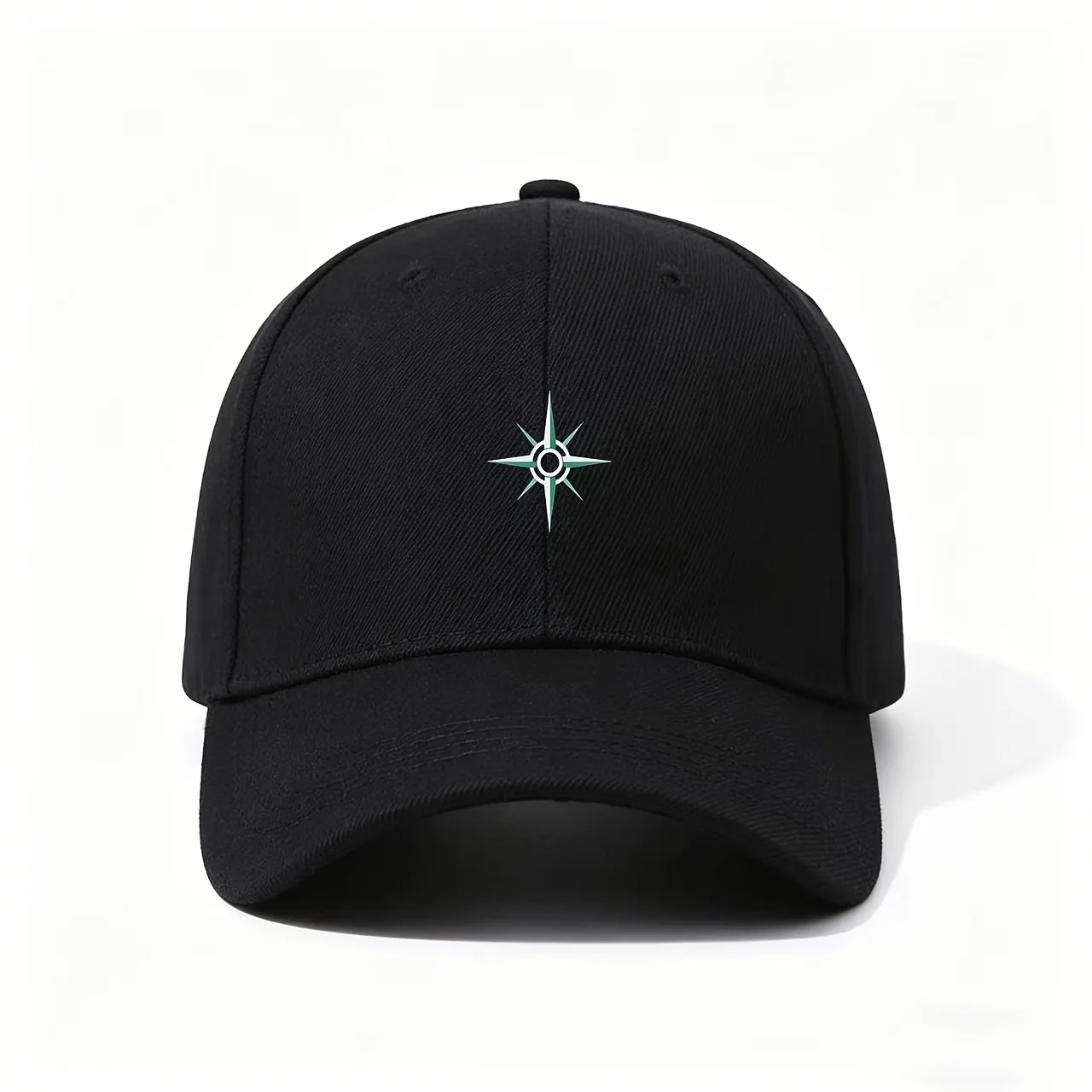 Baseball Cap, with a Sleek Green And White Compass Rose Graphic, a Timeless Symbol of Adventure And Direction, Ideal As a Though