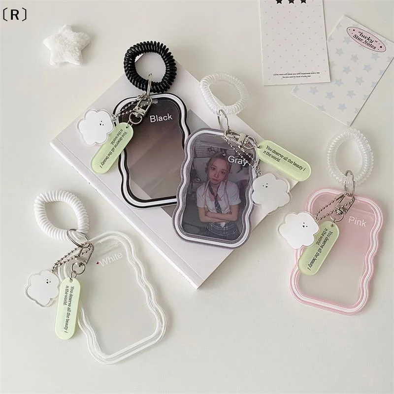 〔R〕Soft Silicone Card Holder With Elastic Rope Pendant Photocard Holder Idol Photo Display Storage Protector Keychain Bag Charm