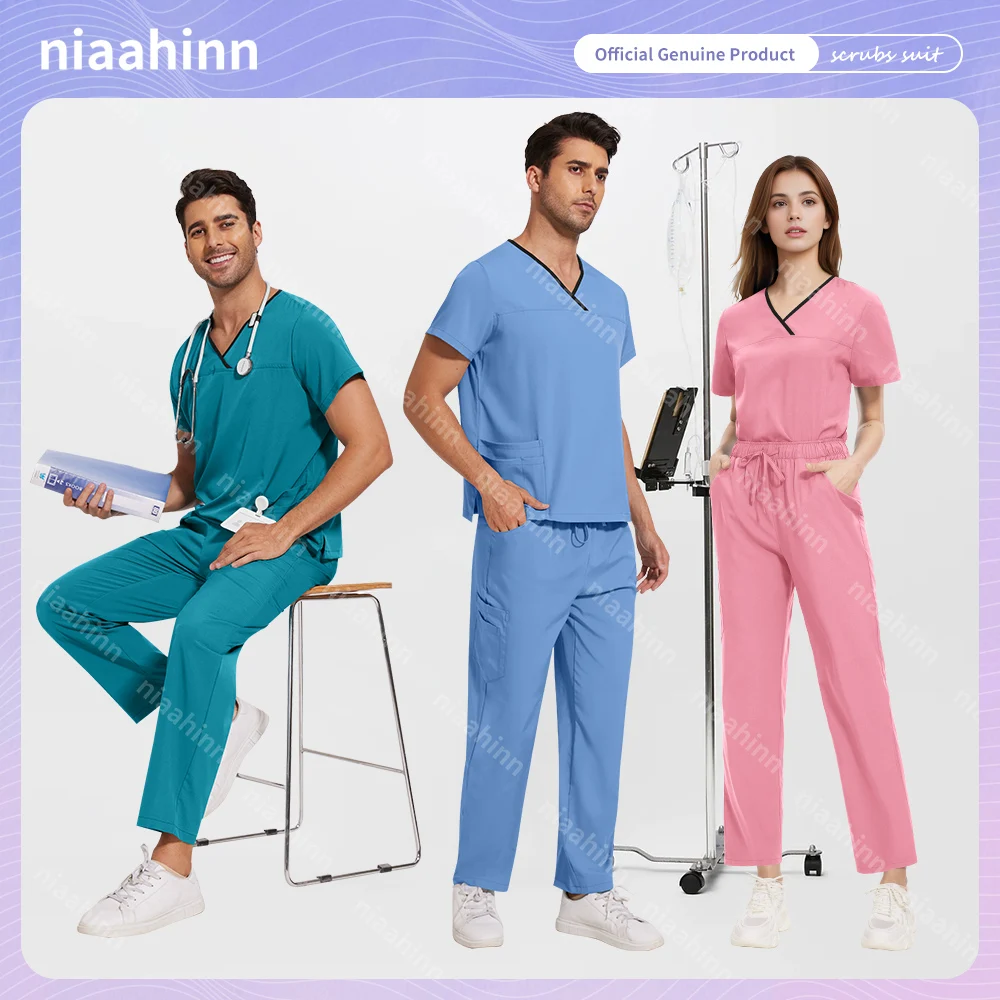 Hospital Clinical Tops and Pants High Quality Surgical Uniforms Women Beauty Salon Spa Sets Medical Nursing Scrub Uniforms Women