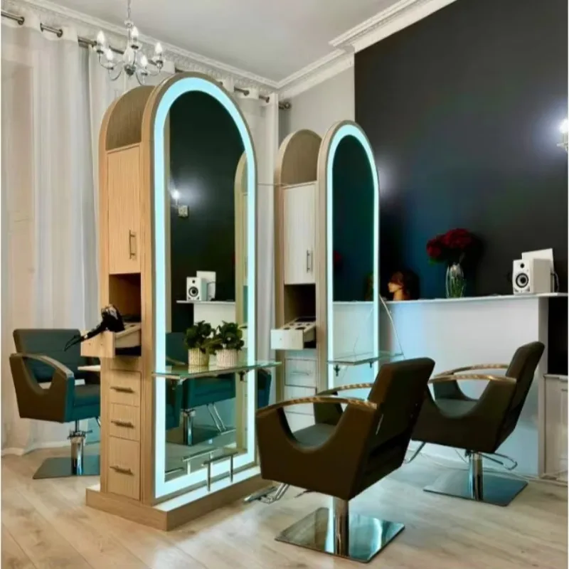 

Stylist Chair New Style Modern Gold Beauty Barber Hairdressers Tools Styling Station With Storage Hair Salon Mirror Station
