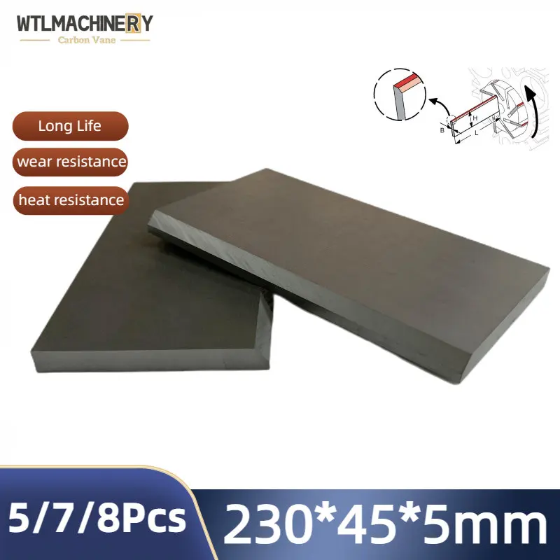 230x45x5mm Graphite Vanes Carbon Vane Sheet For Vacuum Pump Blades Suit For Air Pump 5/6/8 Pcs