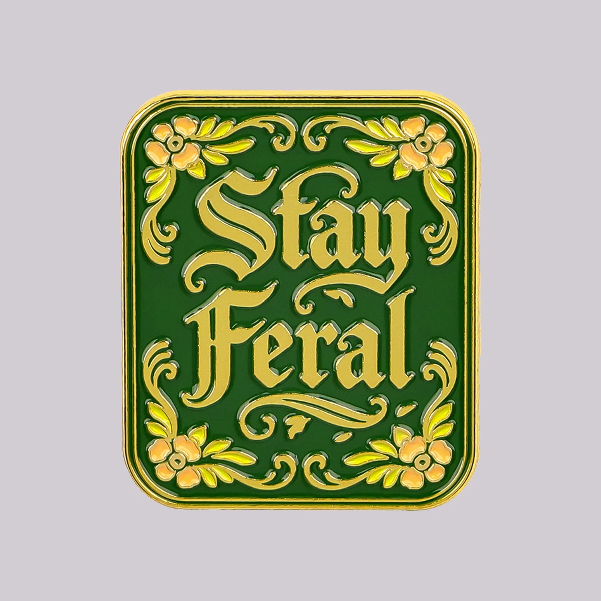 Stay Feral Enamel Pin Flower Quotes Brooch Pines Lapel Pins Badge on Backpack Clothing Accessories Fashion Jewelry Friends Gifts