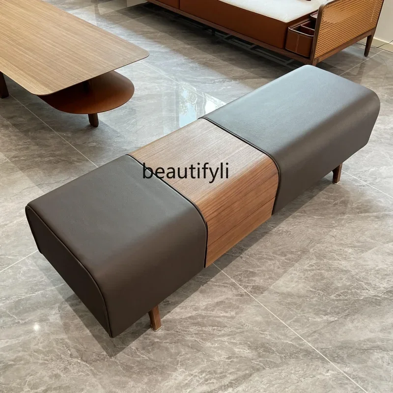 

New Chinese-style solid wood sofa stool, living room sofa edge few long strips, north bedside stool, North American black w