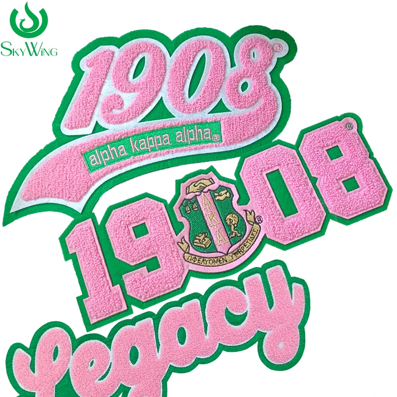 Cool Design AKA Alpha Kappa Alpha Ion en parches, parche bordado de chenilla 1908 para chaqueta, respaldo cosido